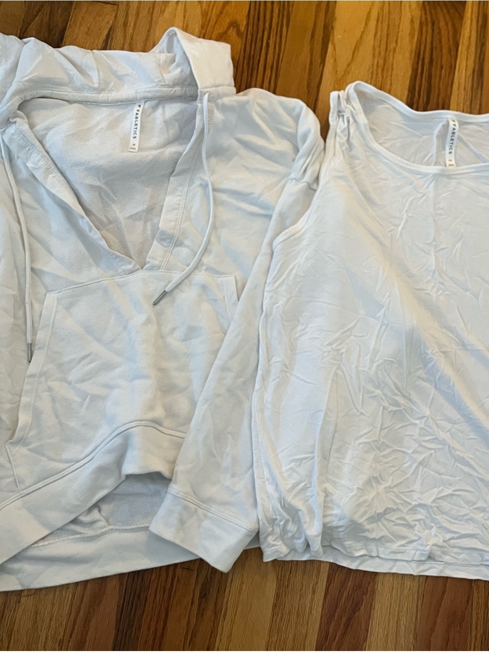 Fabletics Oversized White Hoodie & Workout Tank Top